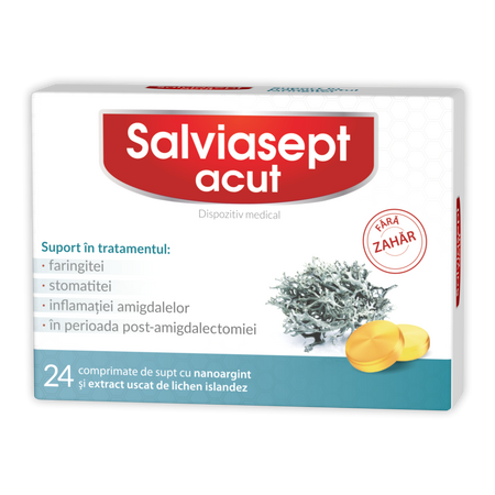 Salviasept Acut fara zahar, 24 comprimate, Zdrovit
