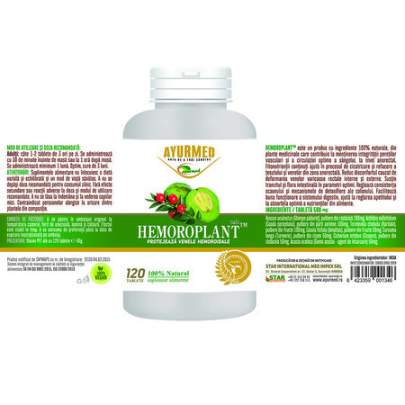 Hemoroplant, 120 tablete, Ayurmed 698343