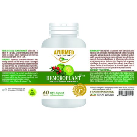 Hemoroplant, 60 tablete, Ayurmed 698014