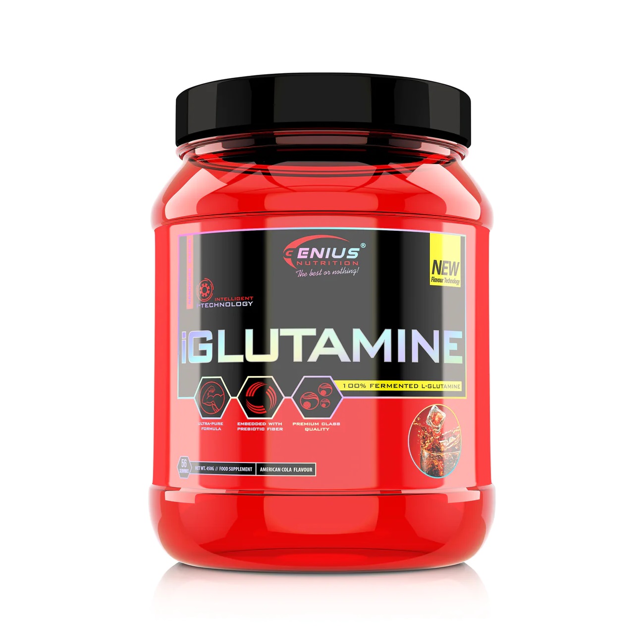 L-Glutamina cu aroma de cola iGlutamine, 450 g, Genius Nutrition