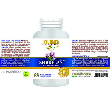 Sedirelax, 60 tablete, Ayurmed 698209
