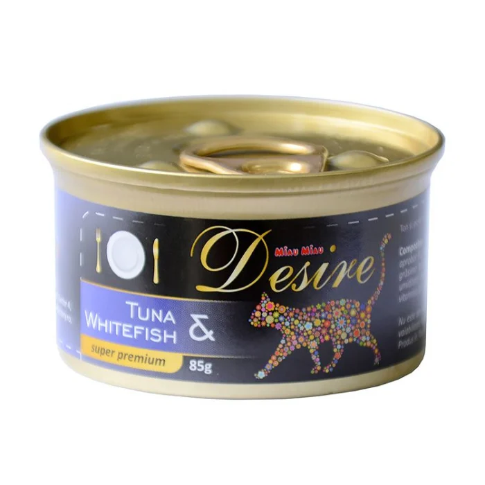 Hrana umeda cu ton si peste alb Desire, 85 g, Miau Miau