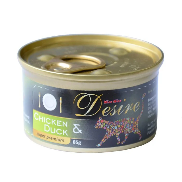 Hrana umeda cu pui si rata pentru pisici Desire, 85 g, Miau Miau