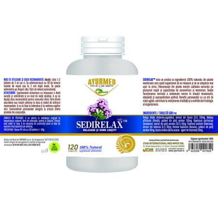 Sedirelax, 120 tablete, Ayurmed 698358