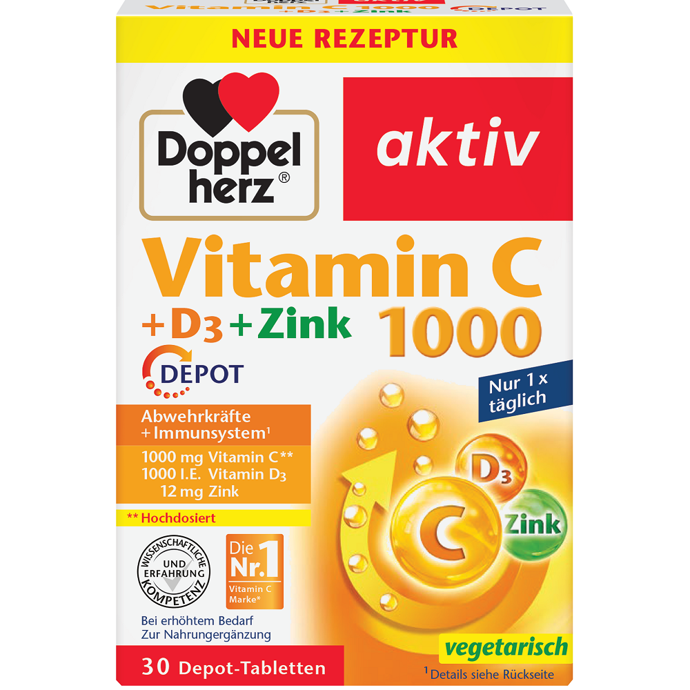 Vitamina C 1000 mg + D3 + Zinc Depot, 30 comprimate, Doppelherz