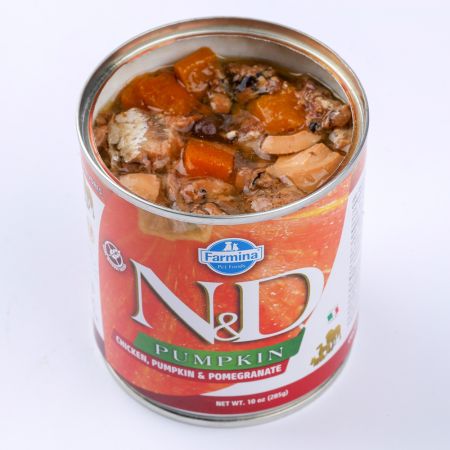 Hrana umeda cu pui, dovleac si rodie pentru caini N&D Pumpkin, 285 g, Farmina 700411