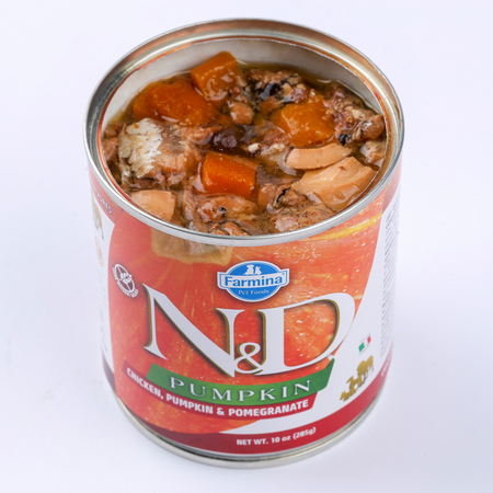 Hrana umeda cu pui, dovleac si rodie pentru caini N&D Pumpkin, 285 g, Farmina 700411