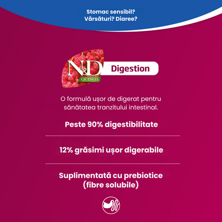 Hrana umeda cu miel si quinoa pentru caini N&D Digestion, 285 g, Farmina 700350