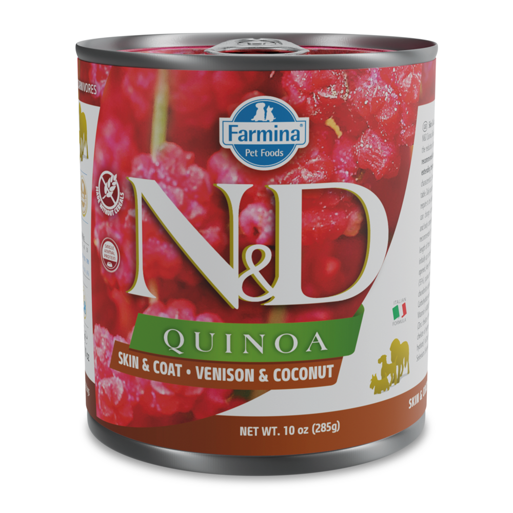Hrana umeda cu vanat si nuca de cocos pentru caini N&D Quinoa, 285 g, Farmina
