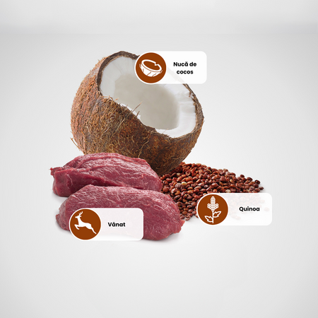 Hrana umeda cu vanat si nuca de cocos pentru caini N&D Quinoa, 285 g, Farmina 700304
