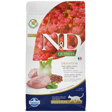 Hrana uscata cu miel si quinoa pentru pisici N&D Digestion, 1.5 Kg, Farmina