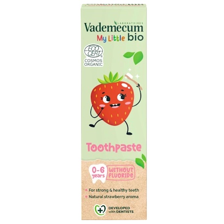 Pasta de dinti bio pentru copii cu aroma de capsuni, 0 - 6 ani, 50 ml, Vademecum