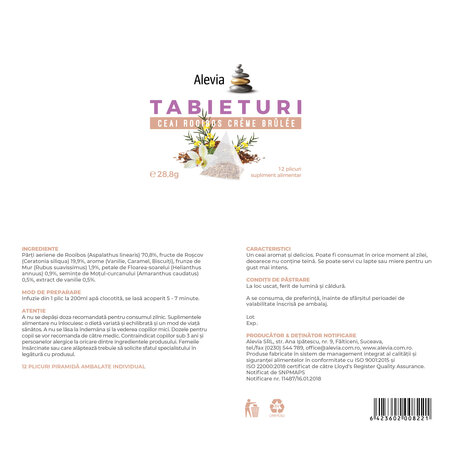 Ceai Rooibos Creme Brule Tabieturi, 12 plicuri, Alevia 619094