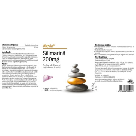 Silimarina, 300 mg, 100 comprimate, Alevia 701329