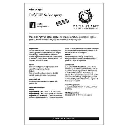 PufyPUF cu salvie spray, 20 ml, Dacia Plant 594031