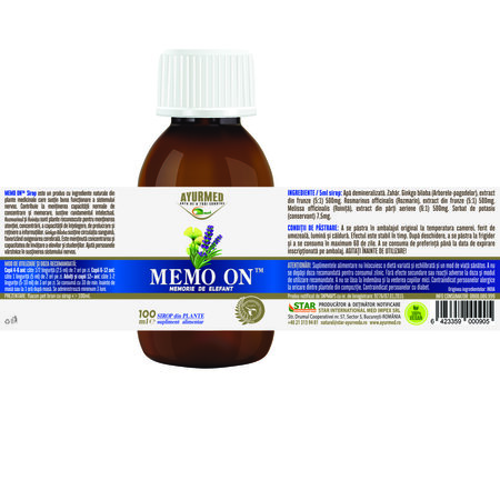 Sirop Memo On, 100 ml, Ayurmed 698420