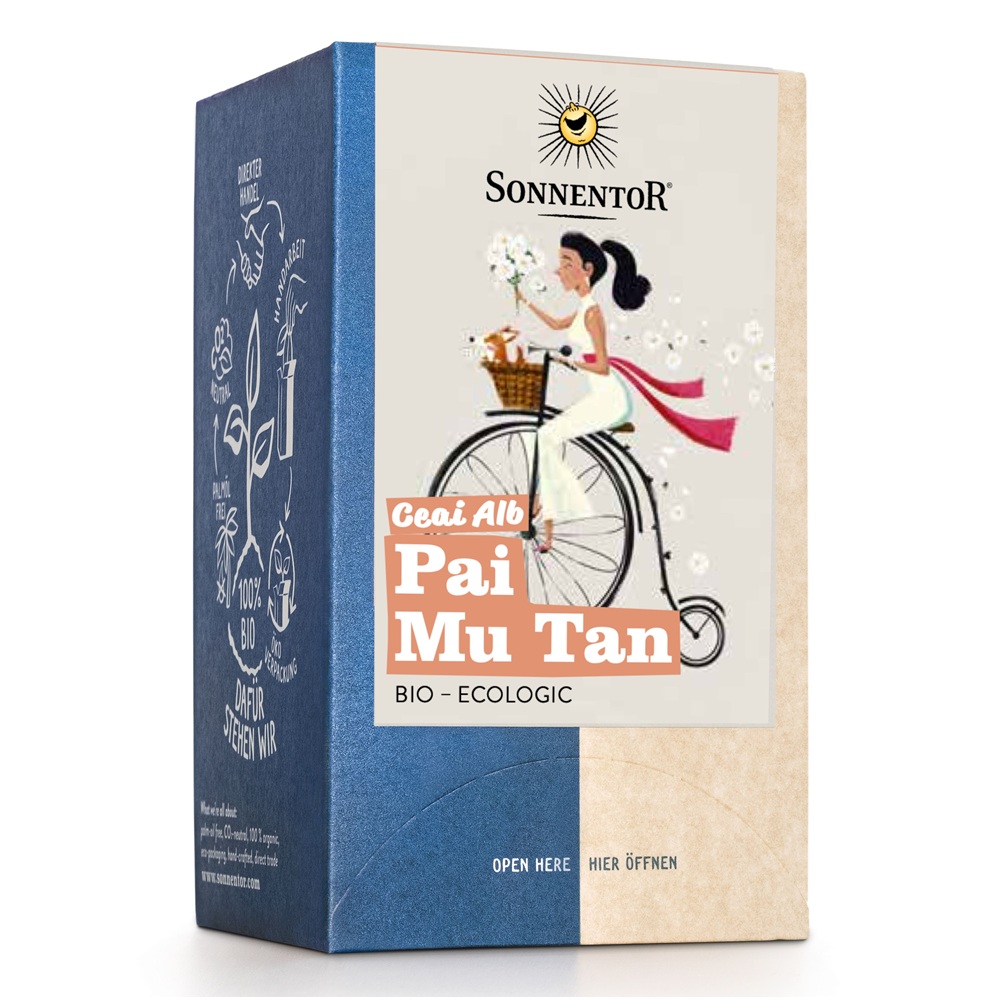 Ceai alb bio, Pai Mu Tan, 18 plicuri, Sonnentor