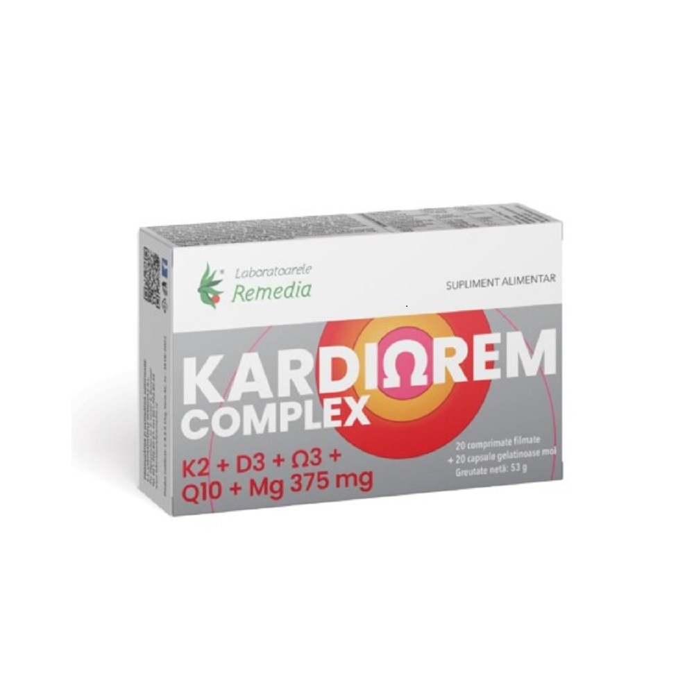 Kardiorem Complex, 20 comprimate filmate + 20 capsule gelationase moi, Remedia