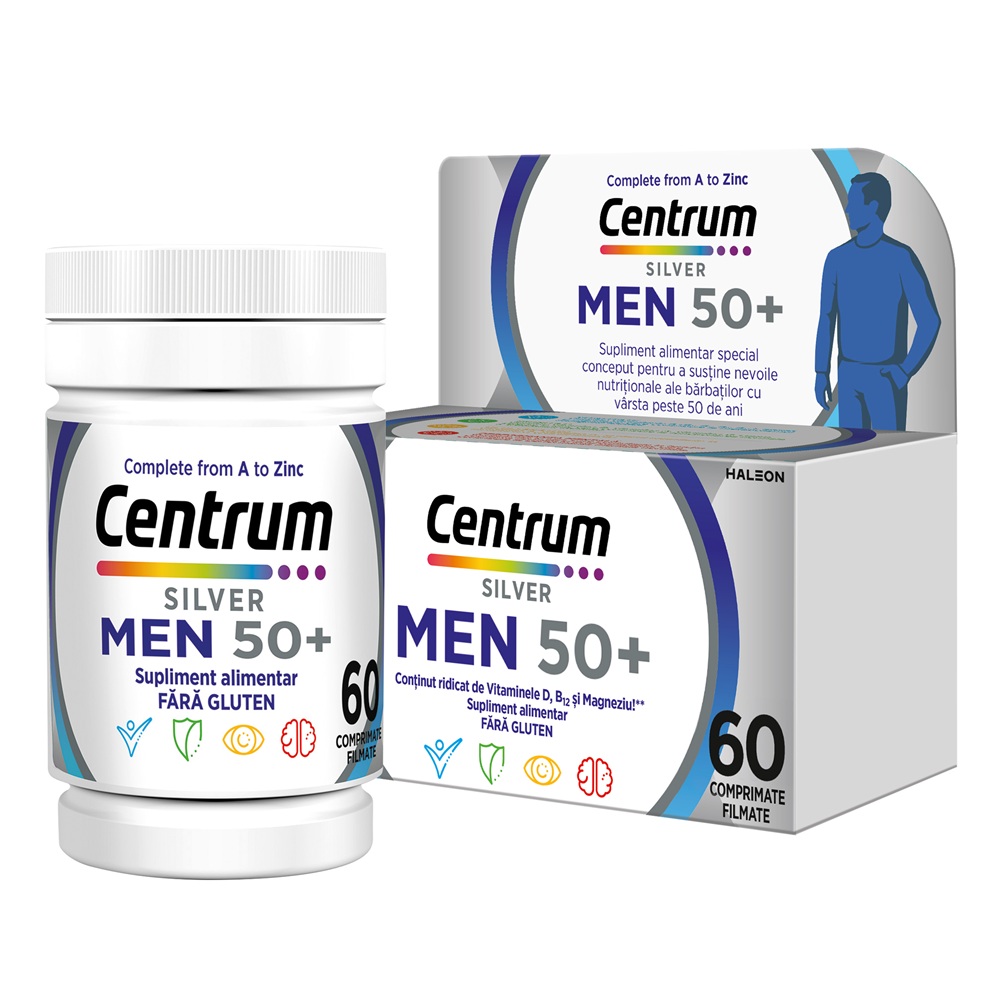 Centrum Silver 50+ pentru barbati, 60 comprimate, Haleon