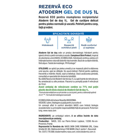Rezerva Gel de dus Atoderm, 1000 ml, Bioderma 753015