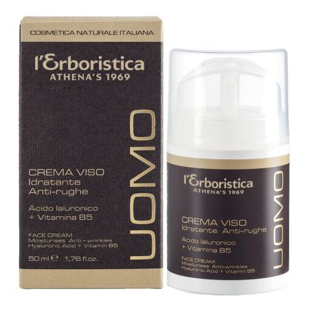 Crema de fata hidratanta si anti-rid cu acid hialuronic si vitamina B5 Uomo, 50 ml, L'Erboristica