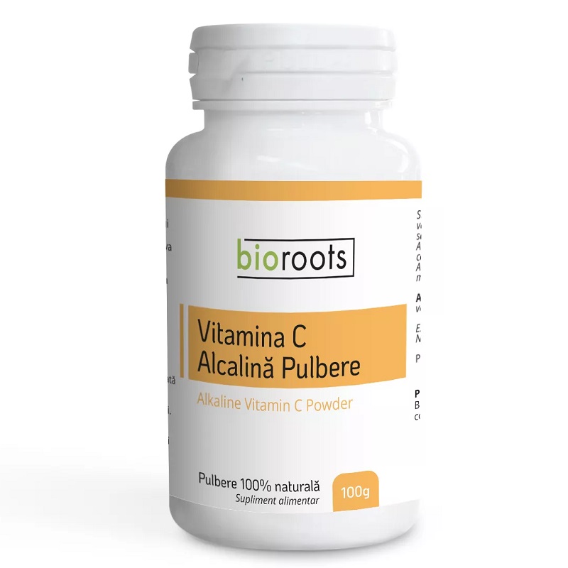 Vitamina C alcalina pulbere, 100 g, Bioroots