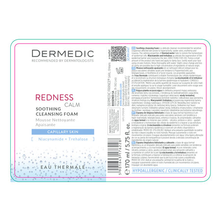Spuma de curatare calmanta pentru fata Redness Calm, 150 ml, Dermedic 707804
