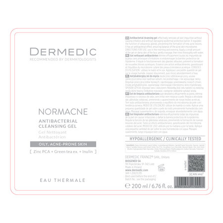 Gel de curatare antibacterian pentru ten acneic Normacne Preventi, 200 ml, Dermedic 707784