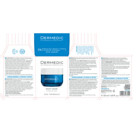 Crema hidratanta de noapte Hydrain3 Hialuro, 50 ml, Dermedic 707766