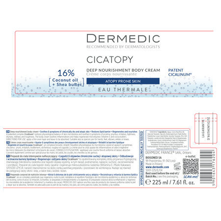 Crema de corp intens nutritiva Cicatopy, 225 ml, Dermedic 707738