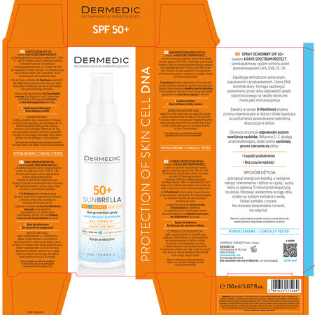 Spray cu protectie solara SPF 50+ pentru adulti Sunbrella, 150 ml, Dermedic 707815