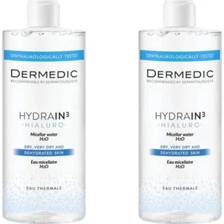 Pachet Apa micelara H2O DuoPack Hydrain3 Hialuro, 2x500 ml, Dermedic