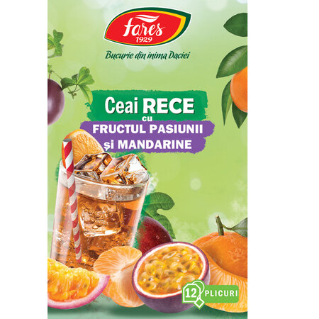 Ceai rece cu fructul pasiunii si mandarine, 12 plicuri, Fares 621010