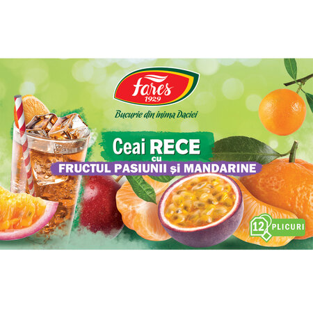 Ceai rece cu fructul pasiunii si mandarine, 12 plicuri, Fares 621009