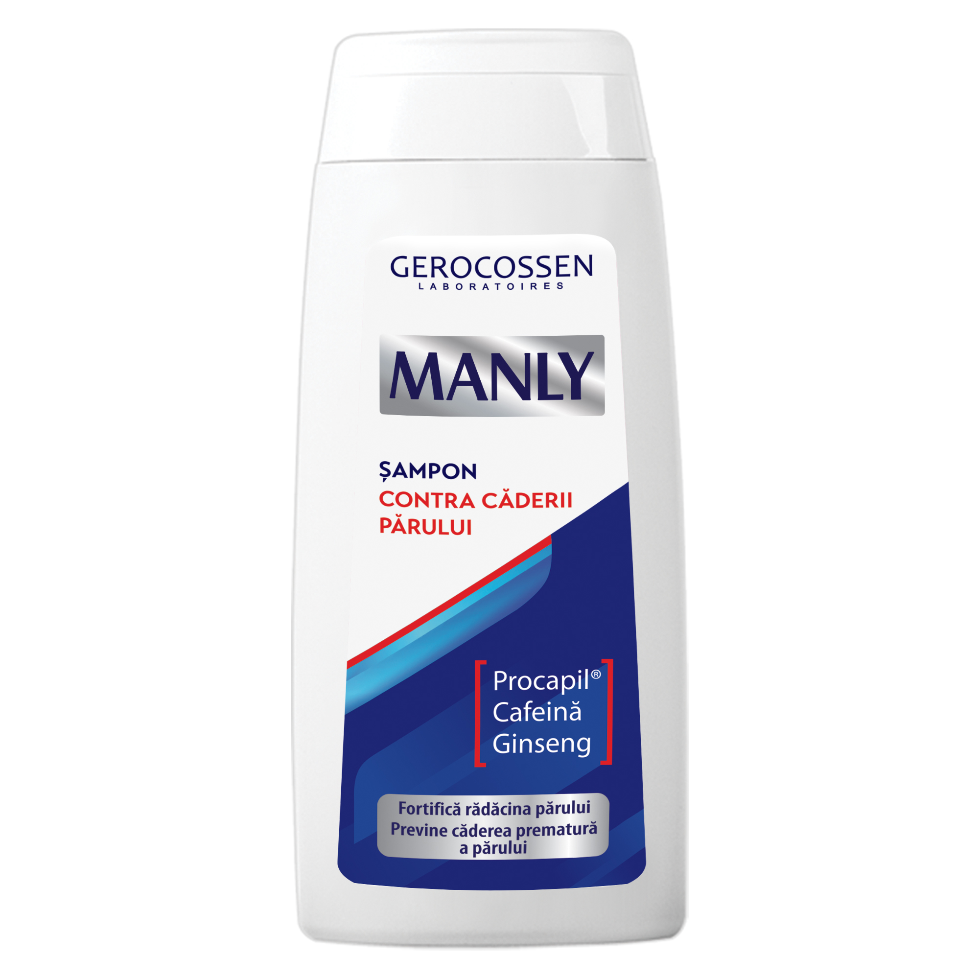 Sampon cu cofeina impotriva caderii parului pentru barbati Manly, 275 ml, Gerocossen