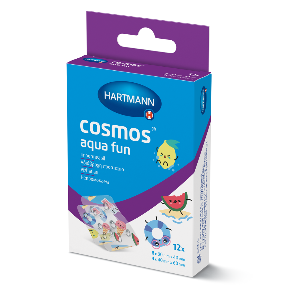 Plasturi rezistenti la apa Aqua Fun Cosmos, 12 bucati, Hartmann