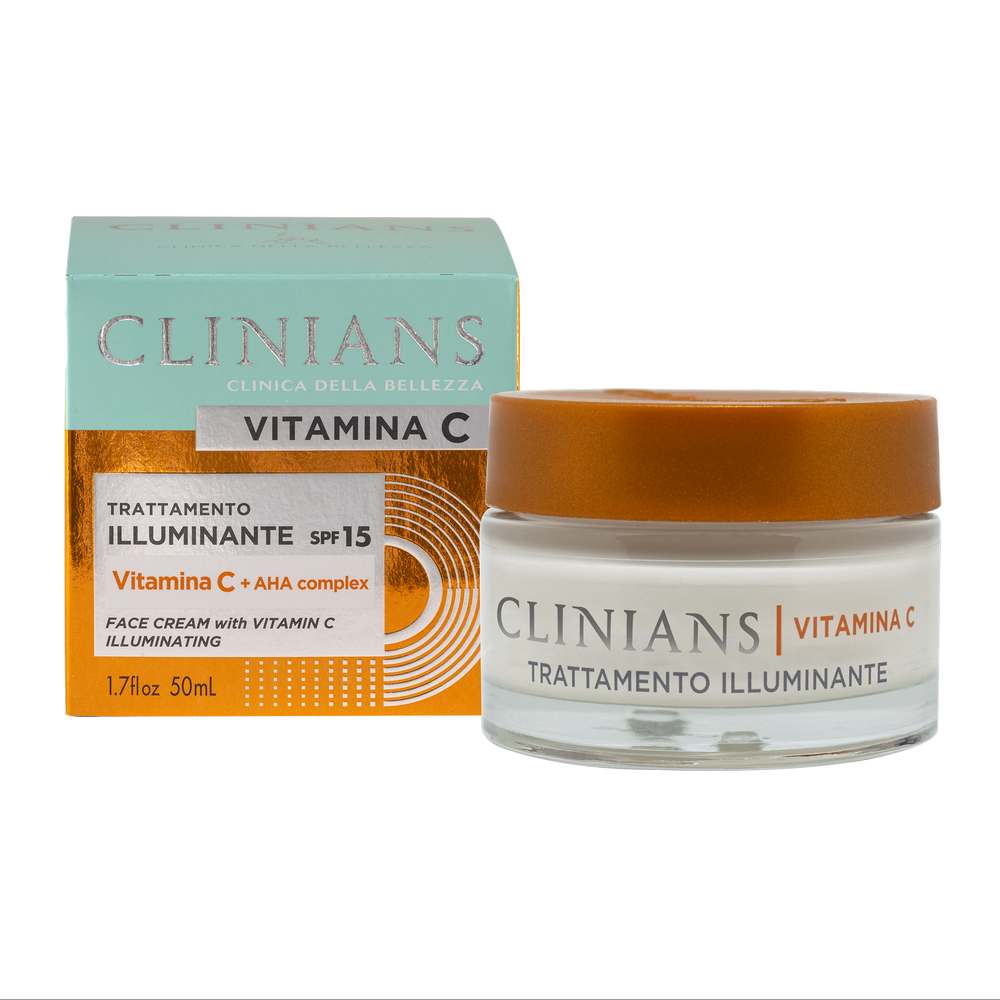 Crema de fata iluminanta cu vitamina C, SFP 15, 50 ml, Clinians