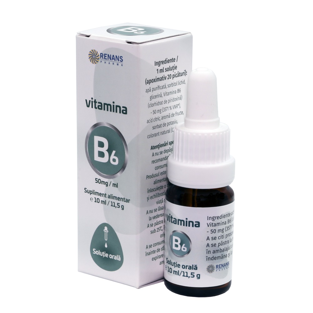 Vitamina B6 solutie orala, 50mg/ml, 10 ml, Renans