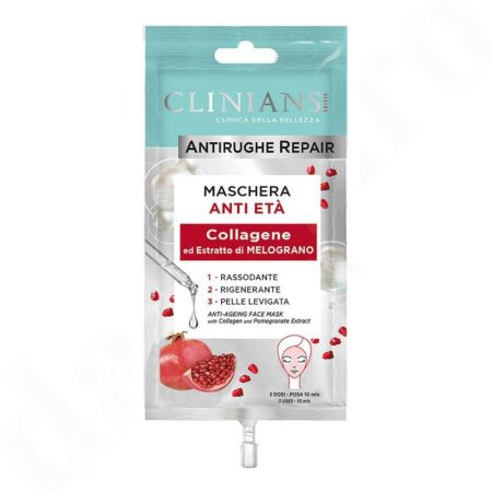 Masca reparatoare antirid cu colagen si extract de rodie, 15 ml, Clinians