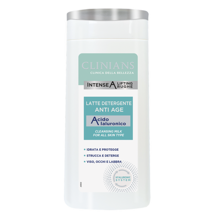 Lapte demachiant antiage cu acid hialuronic, 200 ml, Clinians