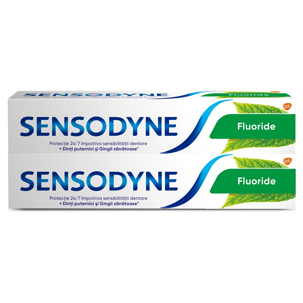 Pachet Pasta de dinti Fluoride, 100 ml + 100 ml, Sensodyne