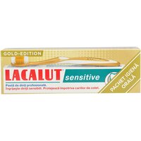 Pasta de dinti Lacalut Sensitive, 75 ml + Periuta de dinti Gold Edition, Theiss Naturwaren