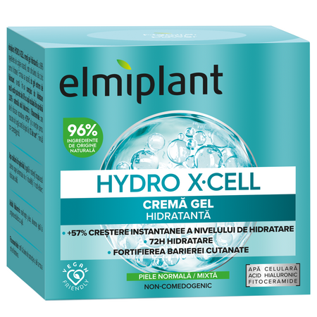 Crema gel hidratanta pentru fata si gat Hydro X-Cell, 50 ml, Elmiplant