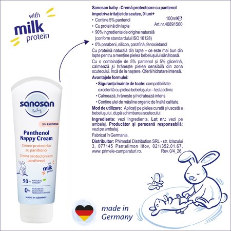 Crema de scutec cu panthenol, 100 ml, Sanosan 737608