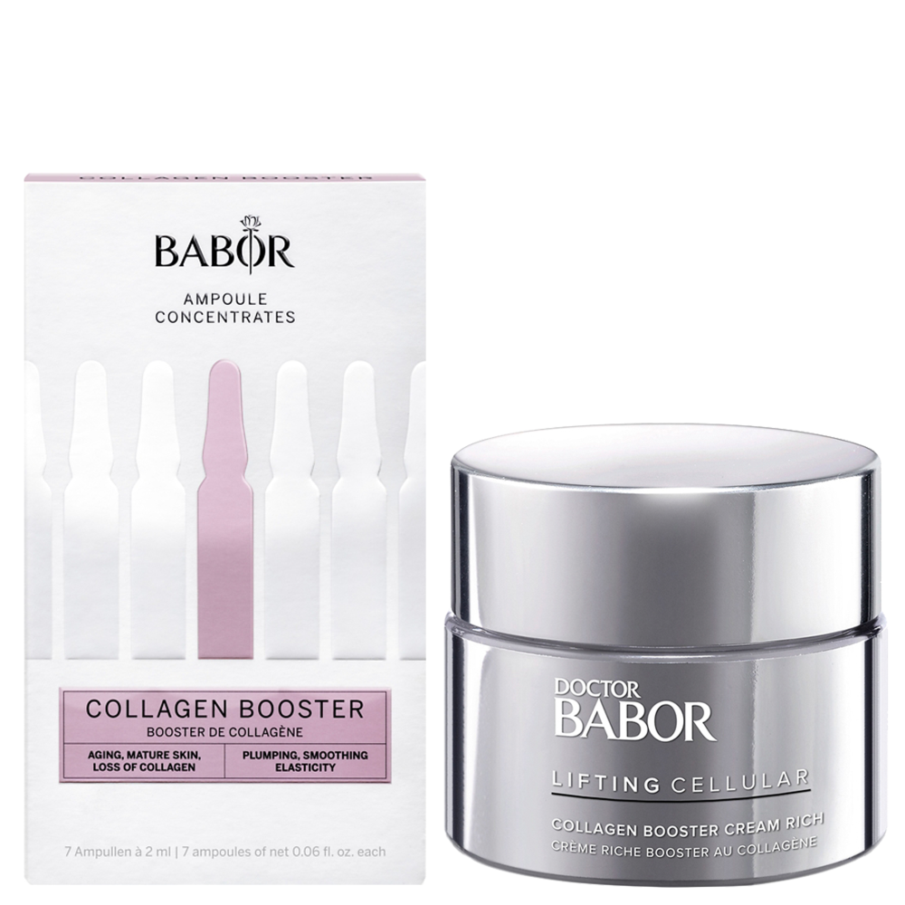 Pachet Fiole Collagen Booster, 7 x 2 ml, Babor + Crema de fata Collagen Booster, 50 ml, Doctor Babor