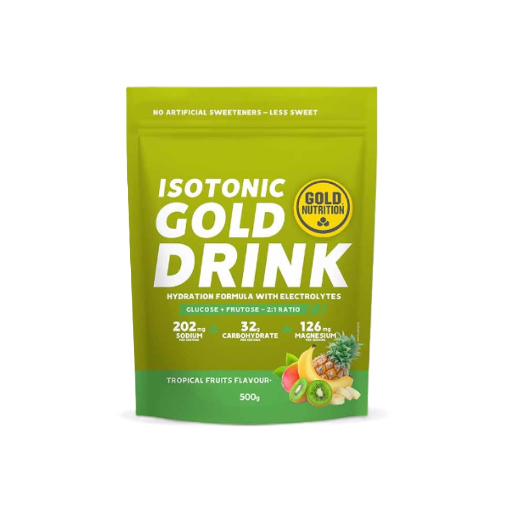 Pulbere pentru bautura izotonica cu aroma de fructe tropicale Gold Drink, 500 g, Gold Nutrition