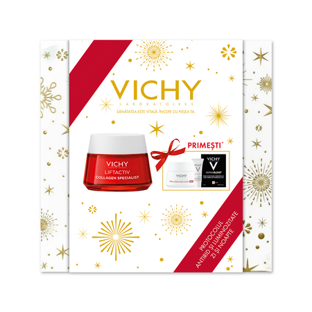 Pachet crema de zi antirid pentru toate tipurile de ten Liftactiv Collagen Specialist, 50 ml, Vichy 575298