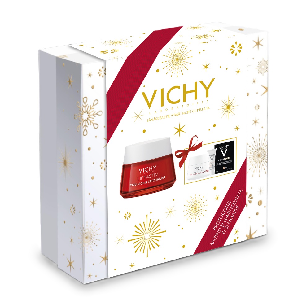 Pachet crema de zi antirid pentru toate tipurile de ten Liftactiv Collagen Specialist, 50 ml, Vichy