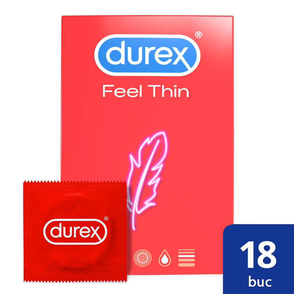 Prezervative Feel Thin, 18 bucati, Durex 
