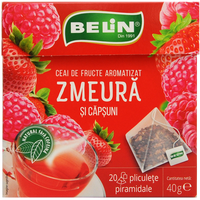 Ceai de zmeura si capsuni, 20 plicuri, Belin